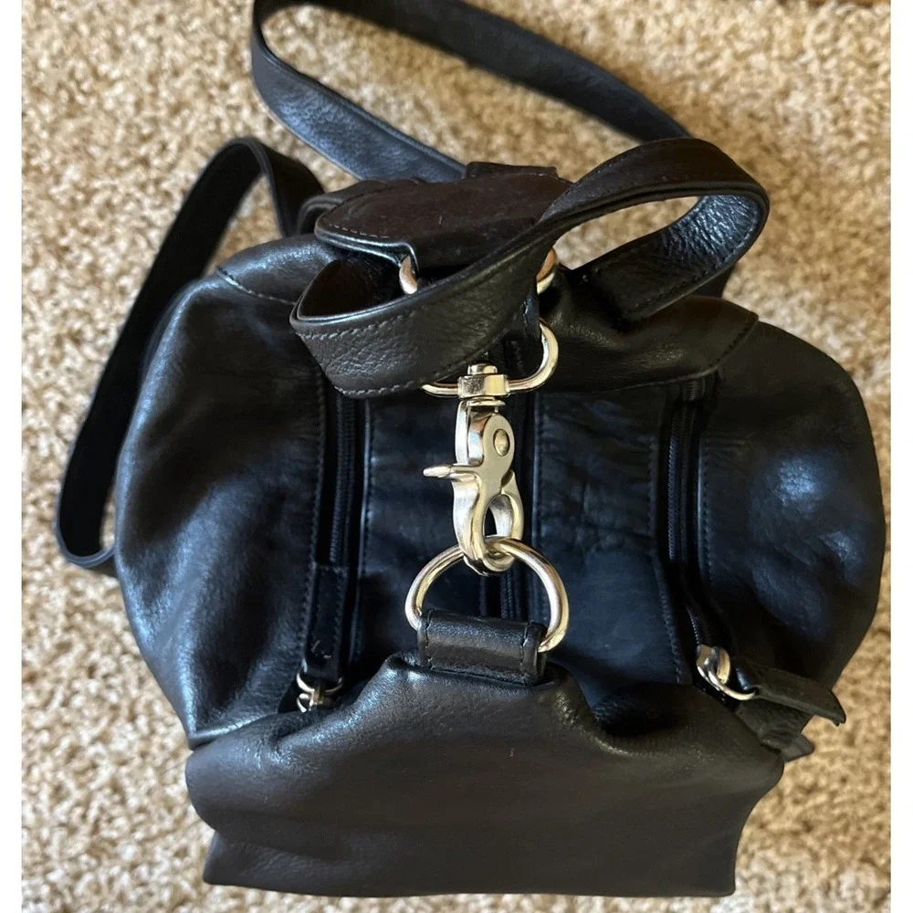 GREAT AMERICAN LEATHERWORKS Black Genuine Leather Organizer‎ Backpack NWOT